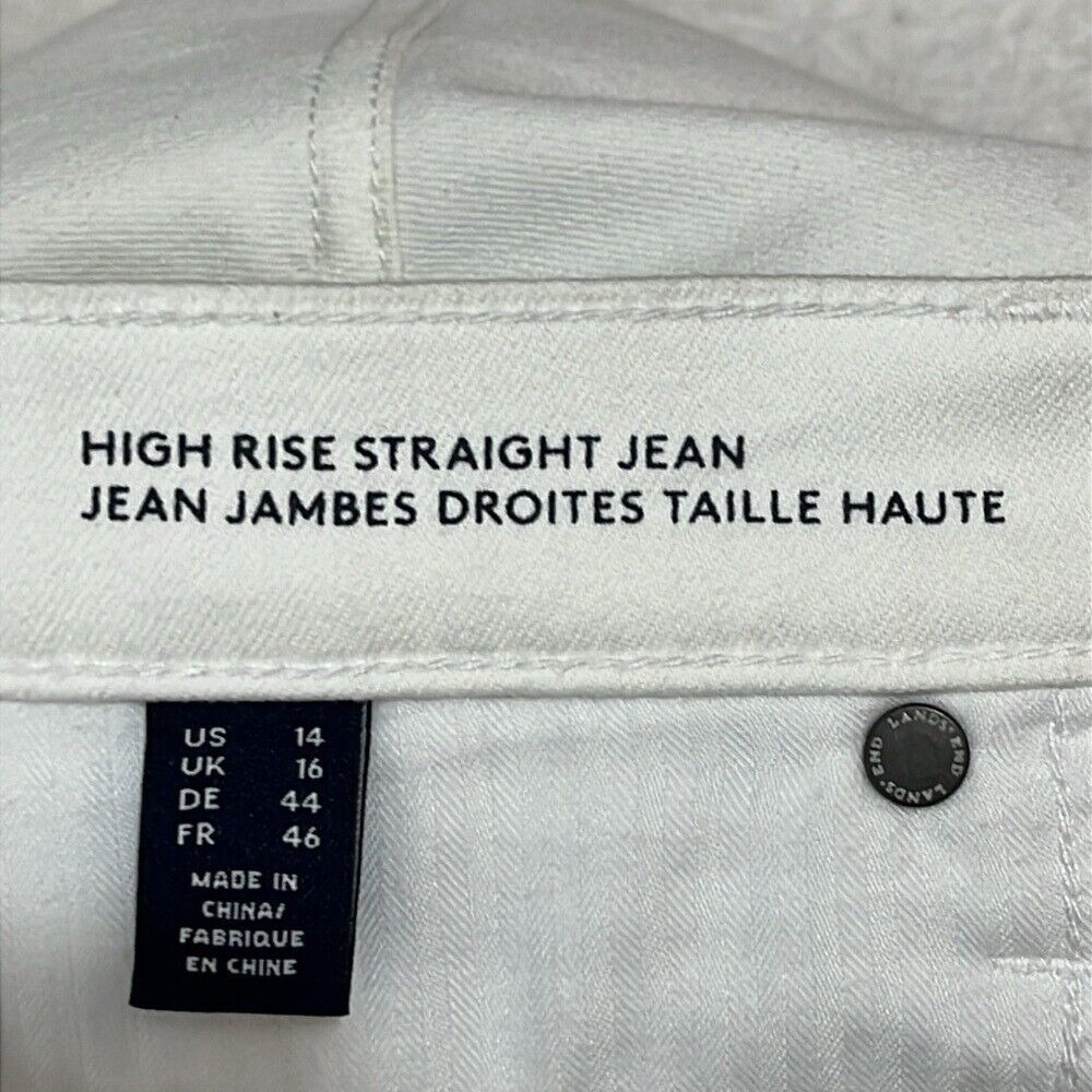 Land's End High Rise Straight‎ Jeans Women's Size 14 Canvas White Denim - Picture 5 of 12